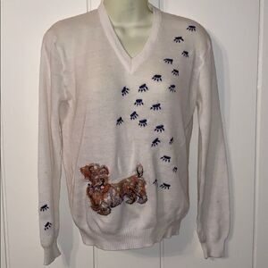 Darling Vtg 60s/70s Scottie dog paw print sweater‎